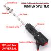 12V 24V Car Cigarette Lighter 1 Male To 2 Female Sockets Y Splitter Cigarette Lighter Splitter Adapter With On Off Switch