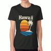 Hawaii Sunset Palm Tree Womens Cotton T Shirt, Premium Cotton Quality Print, Durable, Casual Fashion, Beach Vacation Style Tee, Island Vibes Top, Summ