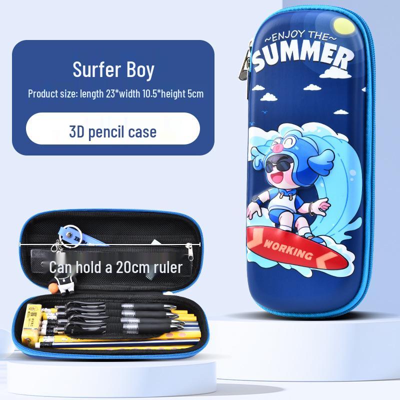3D Cartoon Multifunctional Leather Pencil Case for Primary Students Grades 1-6