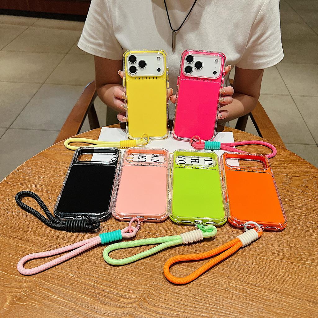 For iPhone 17 Pro Case 3 In 1 Drop-Proof PC+TPU Phone Back Cover with Wrist Strap
