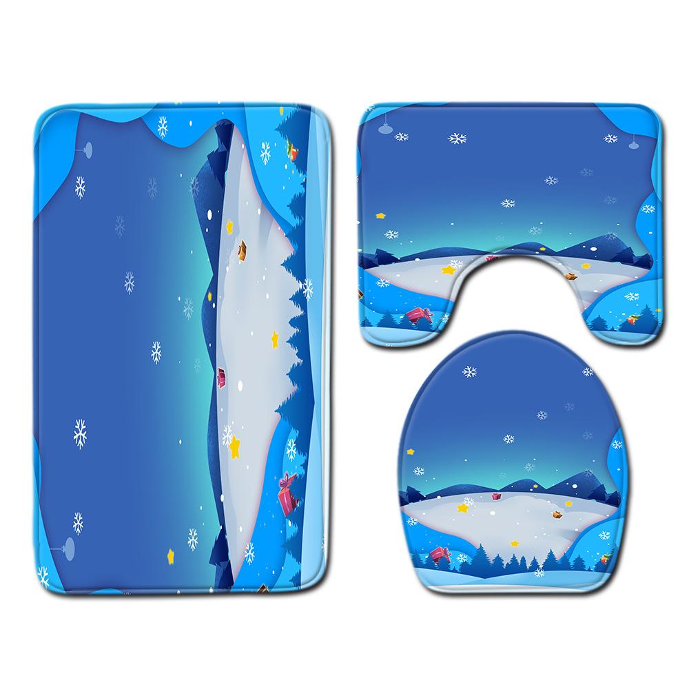Christmas Bathroom Floor Mat Toilet Three-Piece Set