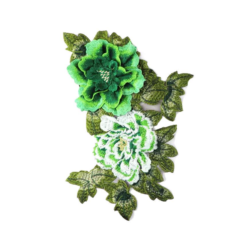 Three-Dimensional Peony Lace Embroidered Patch for Clothing