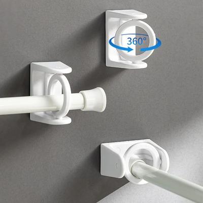 4PCS 360 ° Rotatable Telescopic Rod Bracket, Suitable for Non-drilling Strong Sticky Hook Towel Rod Shower Curtain Rod Bracket