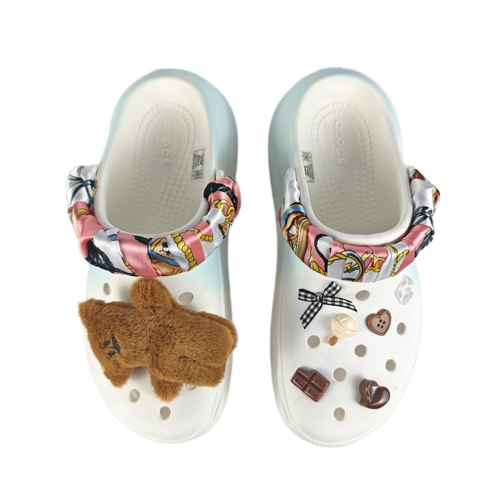 Crocs Crush Clog EVA Berry Jumping Bean Decorative Buckle Hand-painted Graffiti Casual Fashion Versatile Clogs Unisex White