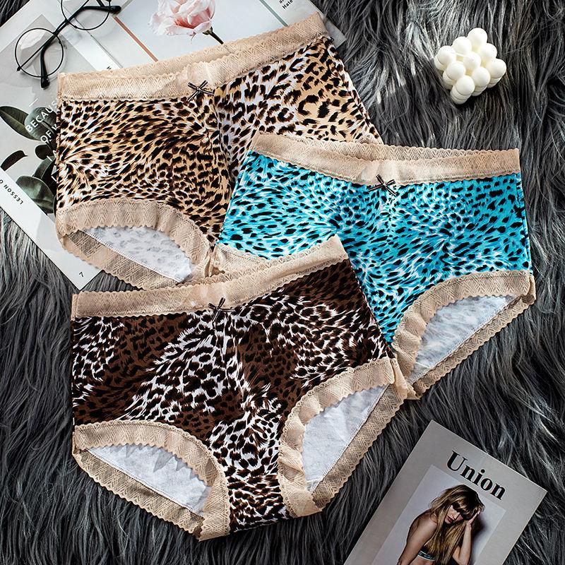 4Pcs Bragas leopardo para damas Estampado Encaje sexy Ropa interior de mujer  Calzoncillos Cintura media Lencería de mujer Calzoncillos Talla M-XXL  comprar a buen precio — entrega gratuita, reseñas reales con fotos —