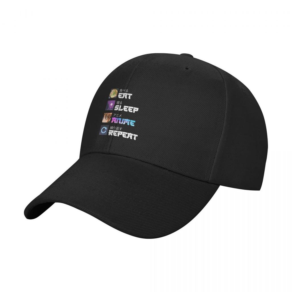 Eat Sleep Anime Repeat Baseball Cap Big Size Hat Unisex hat derby hat western Ladies Unisexs