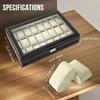 Watch Display Case Glass Top for Men Women PU Leather Display Storage Collection Organizer Jewelry Case with Removable Pillows