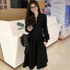 Large Size High-end Long-sleeved Waffle Inner Dress Women's Spring and Autumn New Waist Skirt