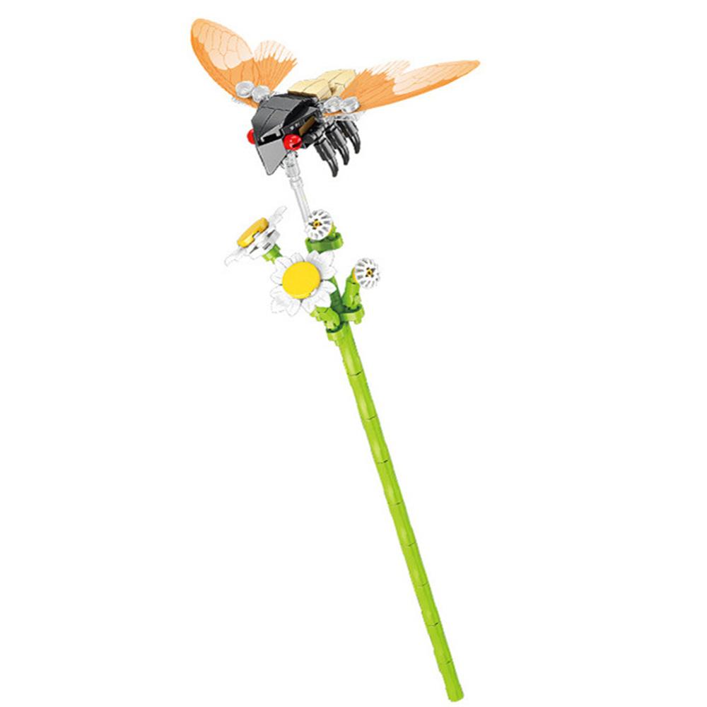 City Creativity Insect Bouquet Bonsai Potted Plant Flower Bouquet Building Blocks Bricks Model Home Decoration Toy For Kids