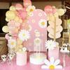 6.56ft Daisy Round Top Arched Backdrop Covers for Birthday Party Pink Arch Covers Stretchy Fabric Backdrop Baby Shower Decor