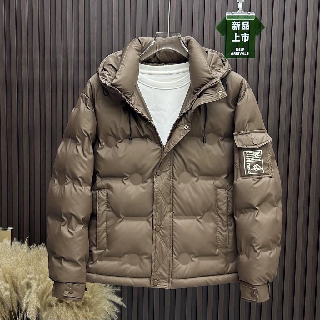Høst og vinter Ny ensfarget trykt dunjakke for menn Herre Uformell All-match Trendy tykk hette herrejakke