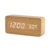 Creative Fashion Digital Alarm Clock with Indoor Temperature and Humidity Digital Wood Table Clock Wooden Desk Alarm Clock