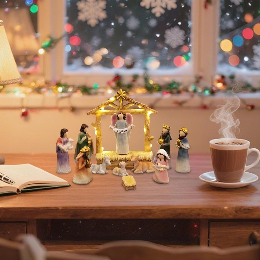 Christmas Nativity Set Jesus Nativity Set Holy Family Statue 12 Pieces Manger Statue Christmas Decorations For Home Bedroom