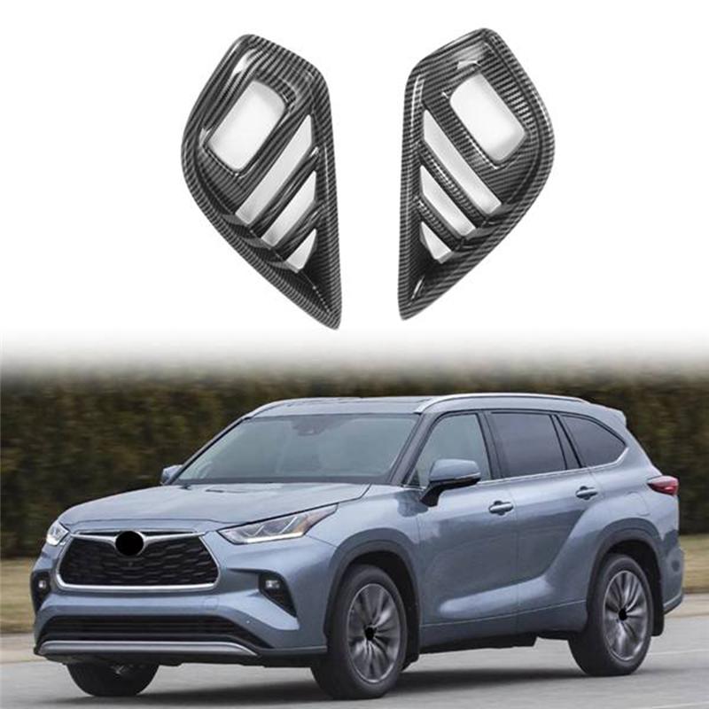 1 Pair Fog Light Cover Foglight Bezel Decoration Frame Car ABS Carbon Fiber For Toyota Highlander