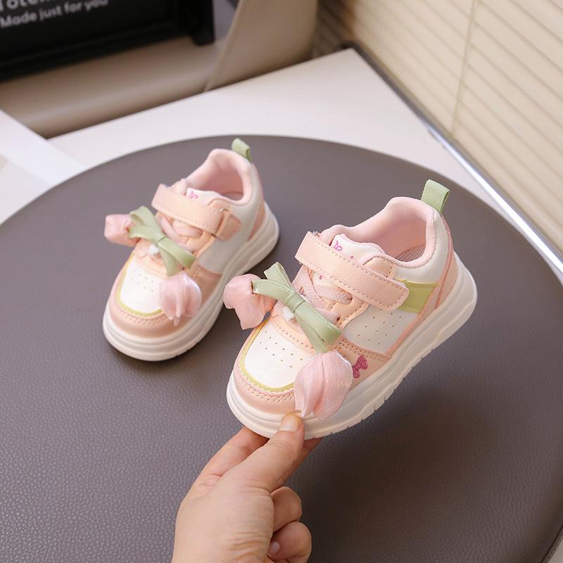 Girls' Sports Shoes 2025 New Autumn Children's Soft-soled Toddler Shoes Children's Leather Shoes Little Girls Running Shoes Tide