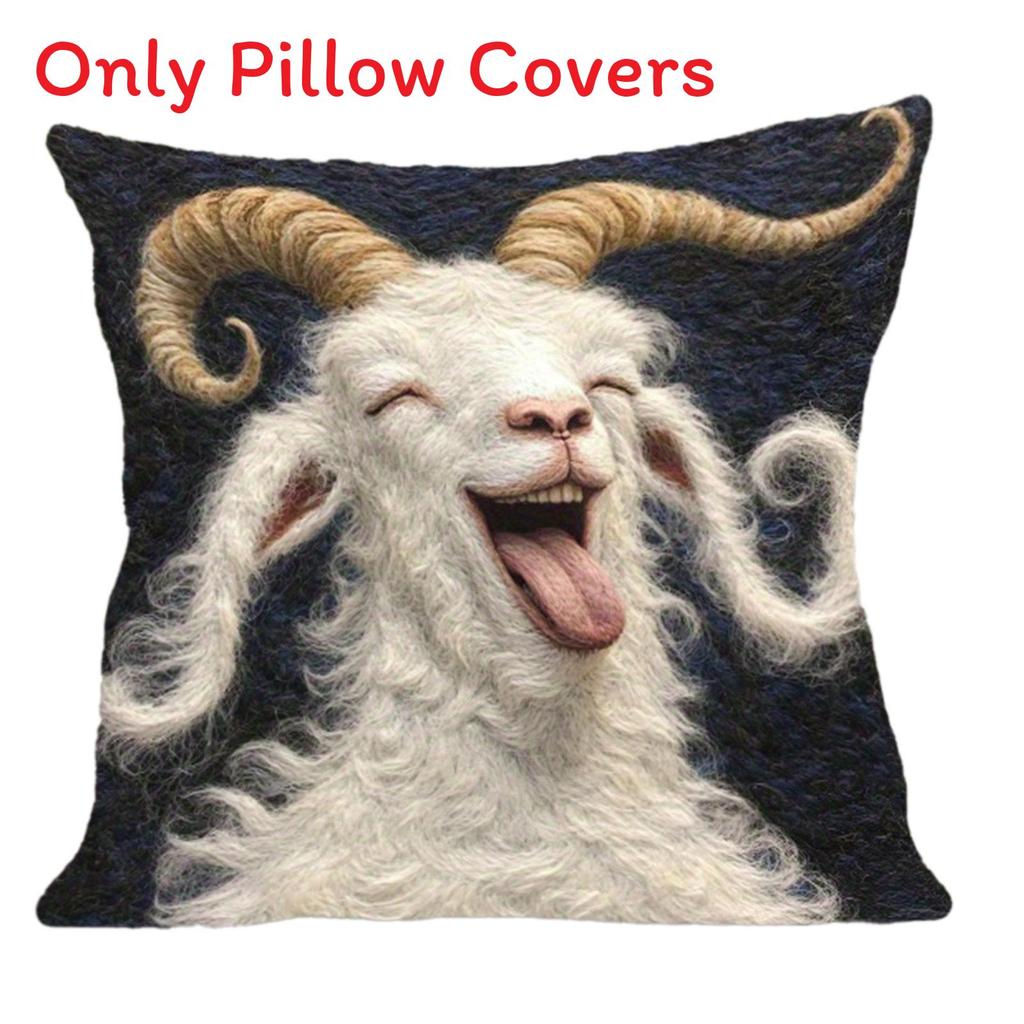 Animal Patterns Rabbit Fox Throw Pillow Cover With Soft Cotton Blend For Living Room Decor