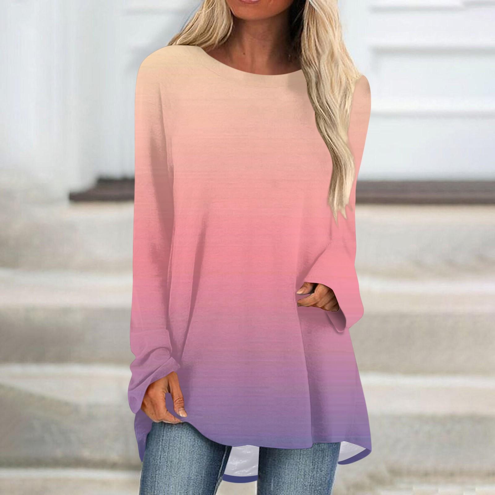 

Женская осенне-зимняя повседневная длинная свободная футболка с v-образным вырезом и длинными рукавами XL розовый