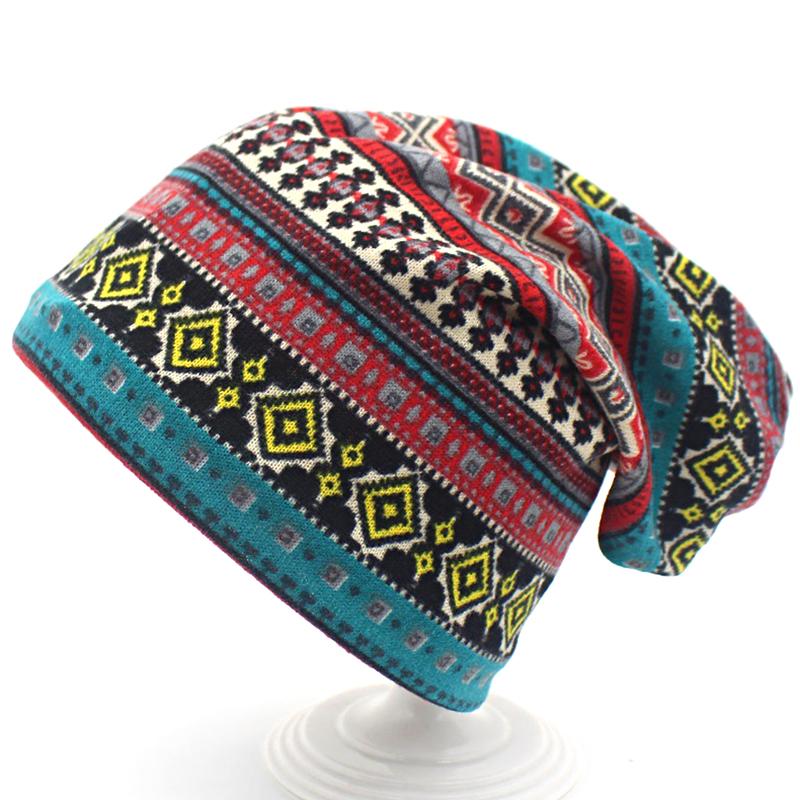 Unisex Atmungsaktive Warme Chemo Kappe Gestreifte Gedruckt Beanie Mütze Schädel Kappen Boho Stil Kopf Wrap