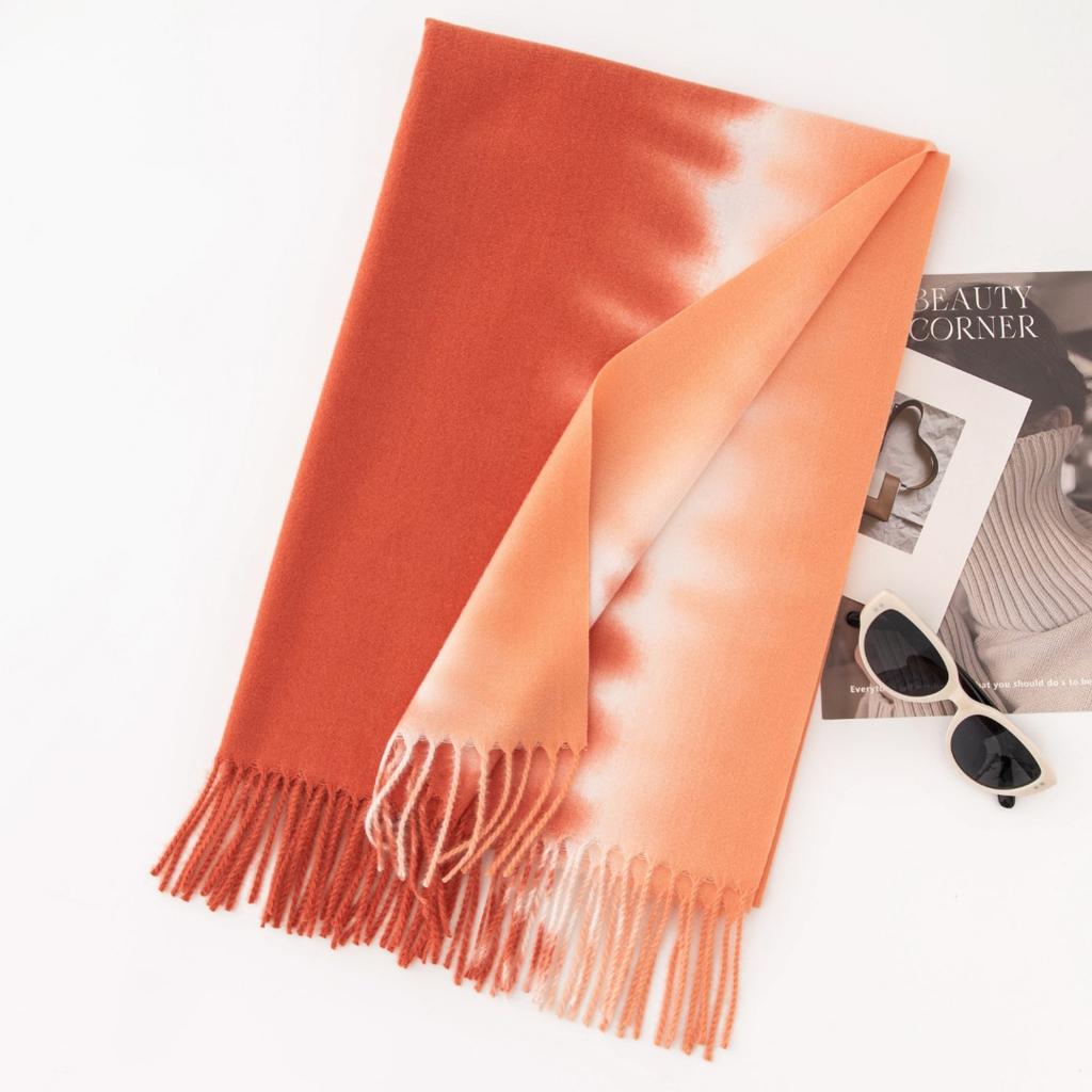 Winter Women Scarves Long Warm Gradient Imitaion Cashmere Hijab Solid Lady Shawl Wrap Female Pashmina Bandana Head Scarf