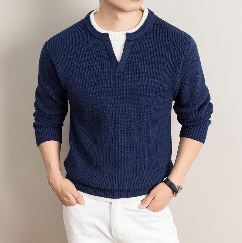 Shanggu Men’s High-End Loose Fashion Round Neck Sweater - Light Luxury and Versatile