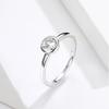 Bamoer Basic Clear Zirconia Finger Ring Sterling Silver Minimalist Women Engagement Wedding Band Ring