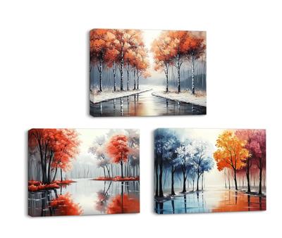 PIY PAINTING Wall Art, Landscape Canvas Wall Art, Decorative Painting, Autumn Landscape Canvas Print, Forest Wall Decorative Painting, Framed Wall