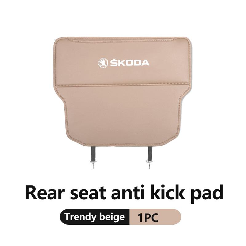 VIJT4 Leather Car Seat Back Anti Child Kick Pad Protector Mat Anti-Dirty Pad Storage Bag For Skoda Fabia Kodiaq Kamiq Superb Yeti