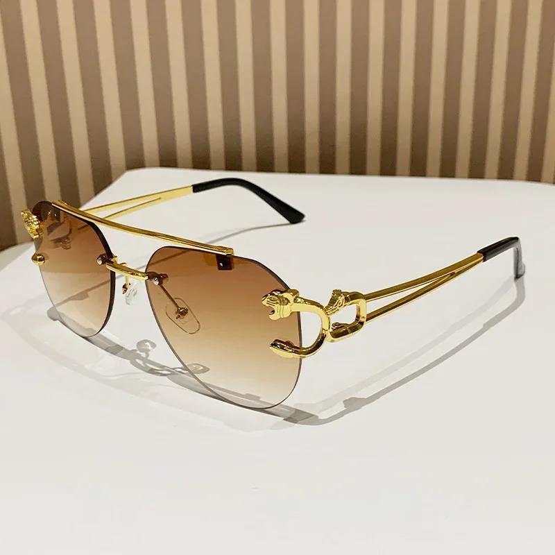 Classic Rimless Square Sunglasses Women Men Designer Brand Sun Glasses Female Male Personality Metal Mirror