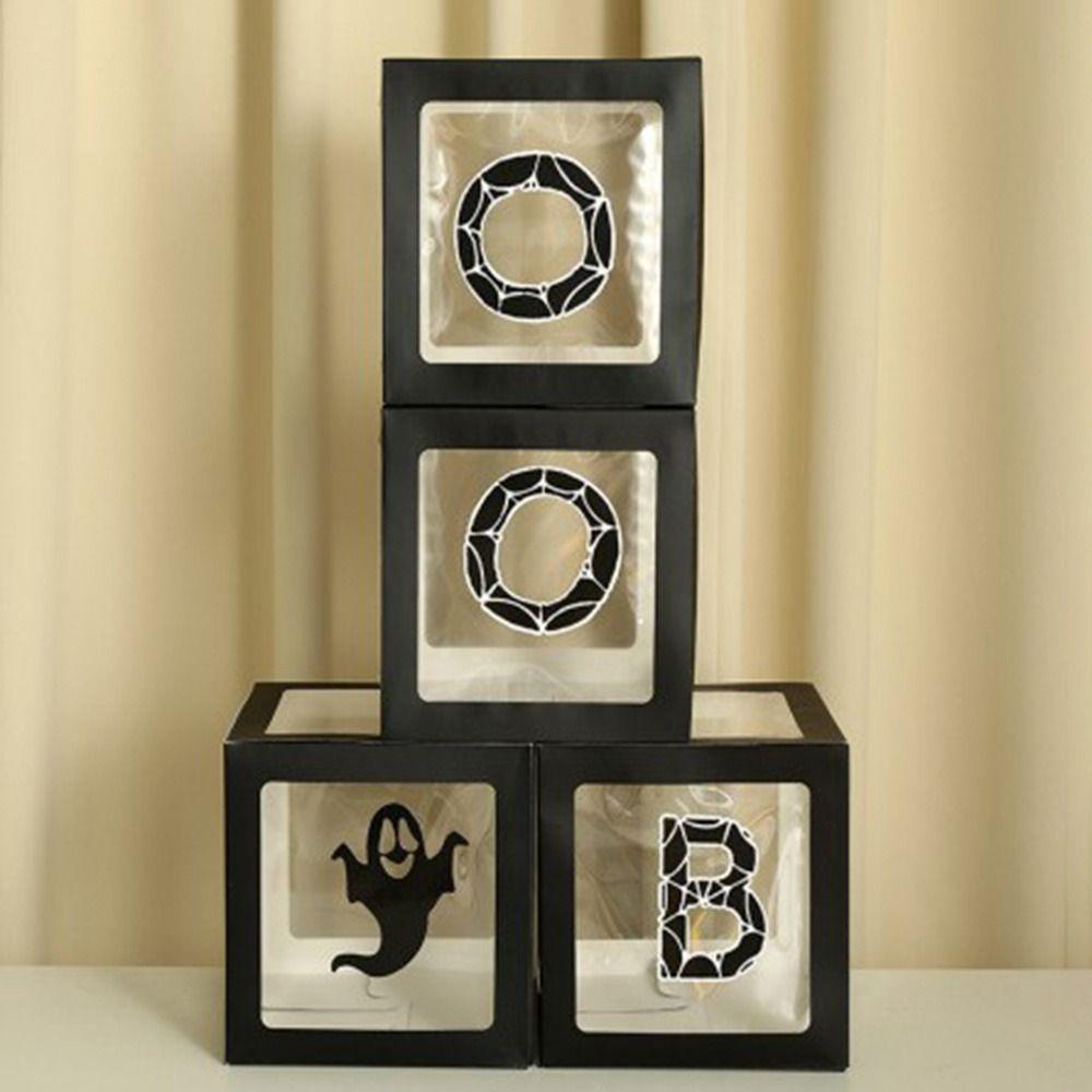 4Pcs/Set Cube 3D Transparent Balloons Boxes Pumpkin Photography Background Box  Haunted House