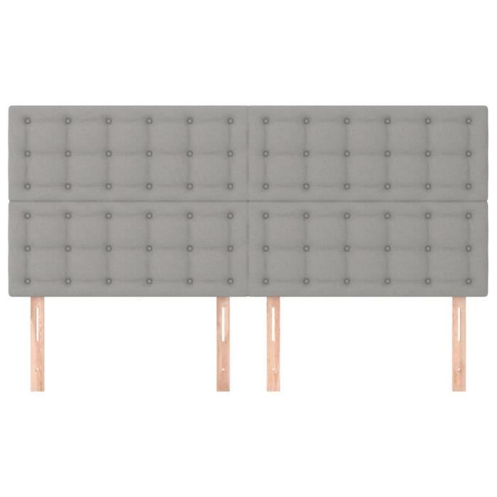 VidaXL Têtes de lit 4 pcs Gris clair 80x5x78-88 cm Tissu3116772