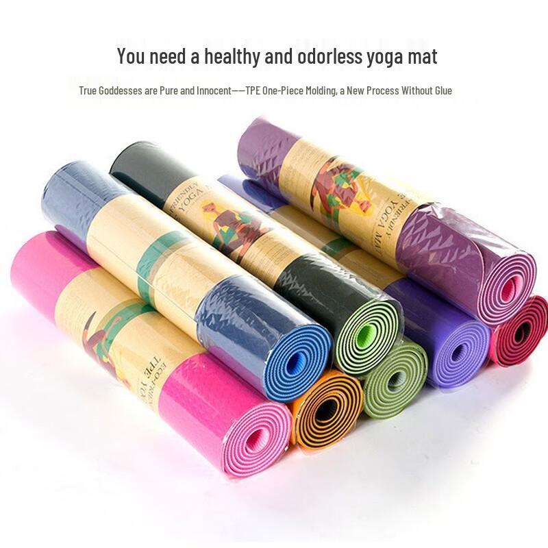 WEZHO TPE Rubber Yoga Mat with Alignment Lines