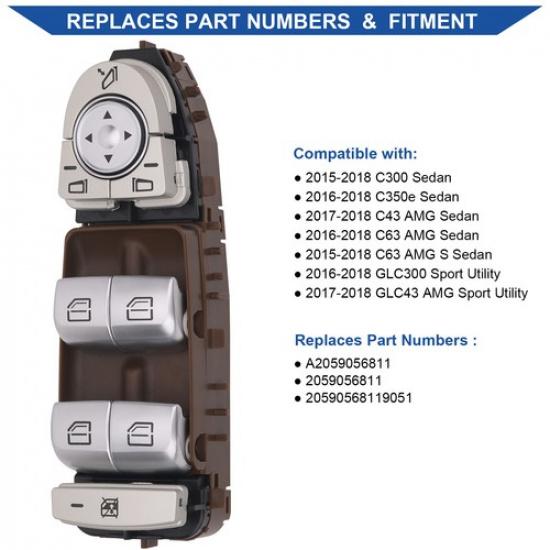 Master Window Switch Controller For Mercedes-Benz C300 C63 AMG S Sedan 2015-2018