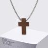 Vnox Wood Cross Pendant Necklace for Men, 55-60cm Adjustable Stainless Steel Box Chain Christian Faith Pendant Neck Jewelry Gift