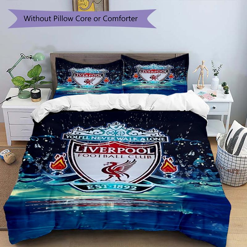 Set copripiumino 3 pezzi (1*Copripiumino + 2*Federe, Senza Nucleo),Set Biancheria da Letto con Stampa Liverpool F.C, Decorazione Camera da Letto, Per Tutte le Stagioni, Regalo di Compleanno
