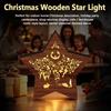 Christmas Festival LED Star Ornament: Glowing Wooden Night Light Decoration