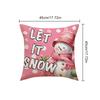 1PC Letters Printed Santa Claus Gift Box Snowman Living Room Couch Decoration Pink Christmas