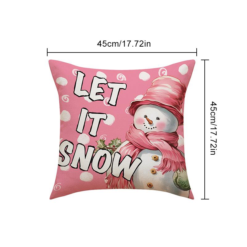1PC Letters Printed Santa Claus Gift Box Snowman Living Room Couch Decoration Pink Christmas