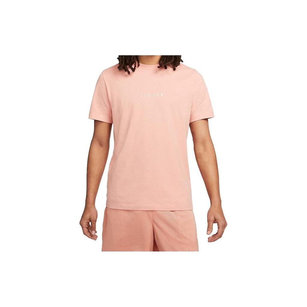 Jordan Solid Color Letter Print Crew Neck Short Sleeve T-Shirt Men Tops Pink DM3182-824