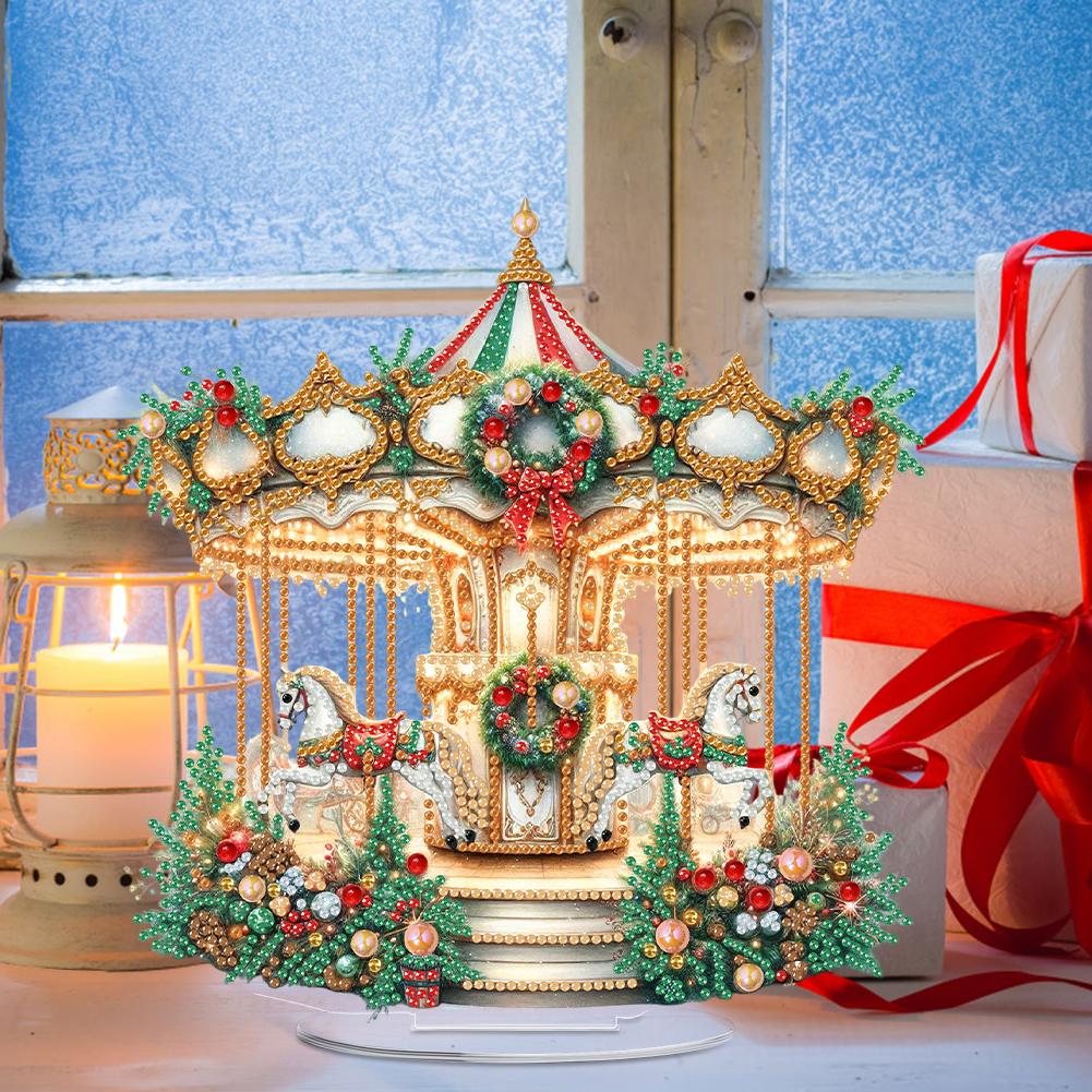 2D Flat Xmas DIY Diamond Painting Desktop Ornaments Kit 5D DIY Diamond Art Tabletop Decorations for Home Office Desktop Decor