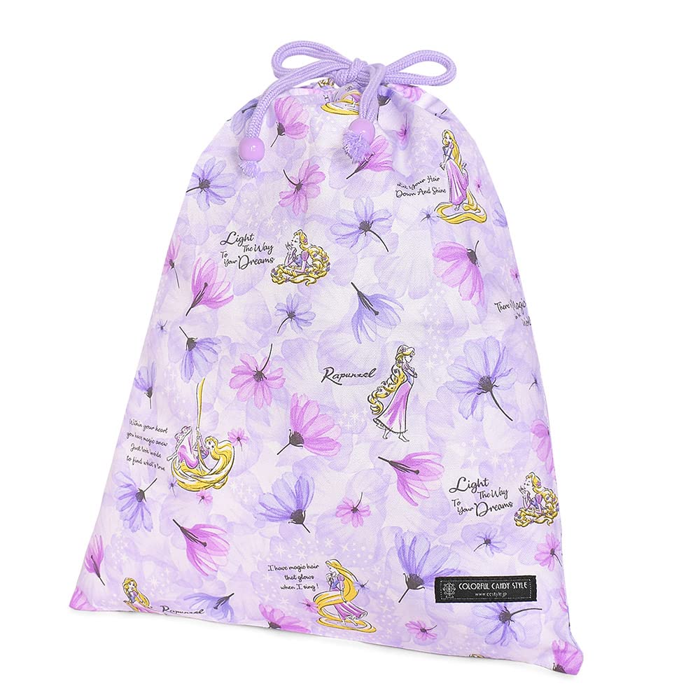 COLORFUL CANDY STYLE Disney Large Drawstring Gym Bag (with Name Tag) / Rapunzel / FASHIONABLE PRINCESS / Rapunzel / N3392000 Purple