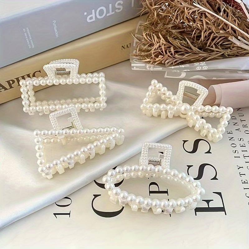 Small Paragraph -- 6pcs Simple Elegant Temperament Clip Cute Girl Headdress 4cm Imitation Pearl Hair Clip Bath Hair French Retro