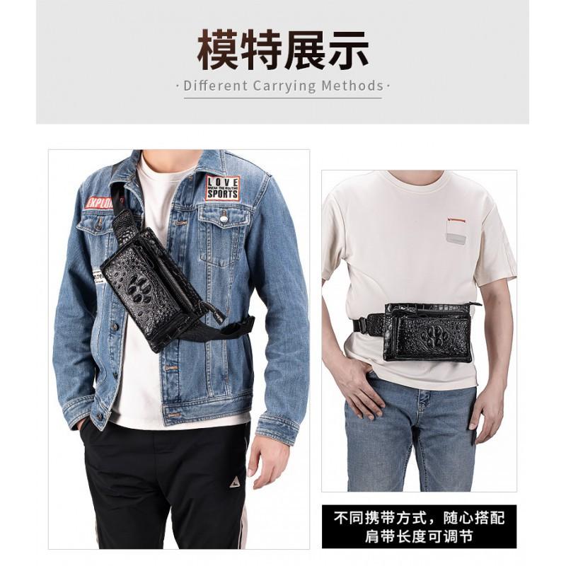 Kopfschicht Rindsleder Hüfttasche Herren Multifunktional Sport Leder Crossbody Handys Hochwertiges Gefühl