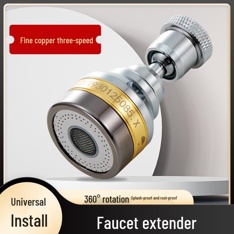 Splash-Proof Copper Kitchen Faucet Extension Nozzle with Pressurized Shower Head Aerator