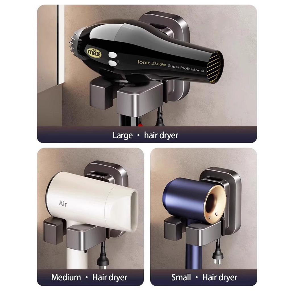 Elegant Sturdy Plastic Adhesive Wall Mounted Hair Dryer Holders for Easy Installation and Removal In Bathrooms