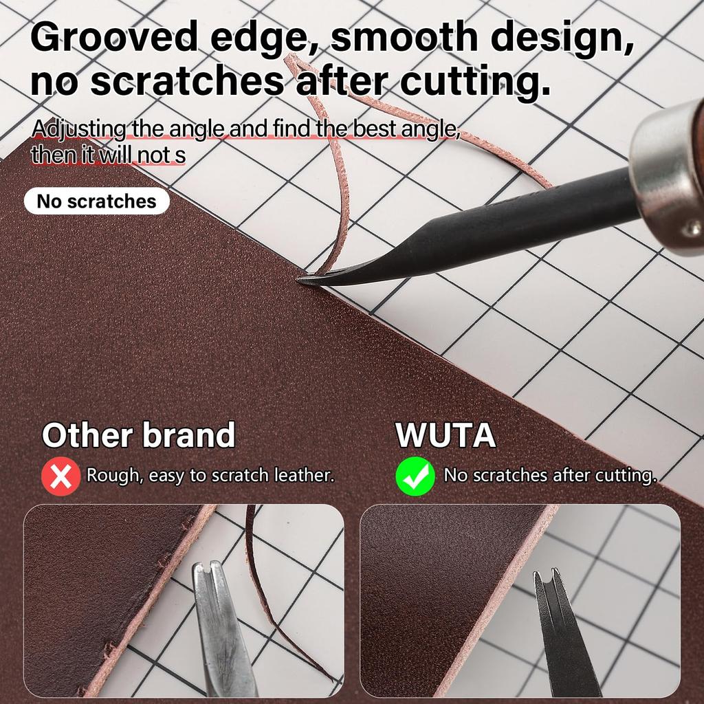 WUTA Edge Leather Craft for Leather Crafts and for Chamfering Set of 1mm Scraper, Tool, Crafts, Leather, 3, 0.8mm + + 1.2mm
