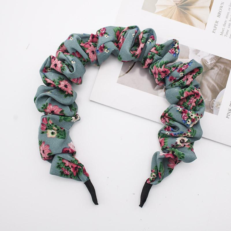 Lystrfac Solid Color Slik Padded Pleated Hairband for Women Fashion Scrunchy Headband Retro Hair Loop Female Hair Accessories