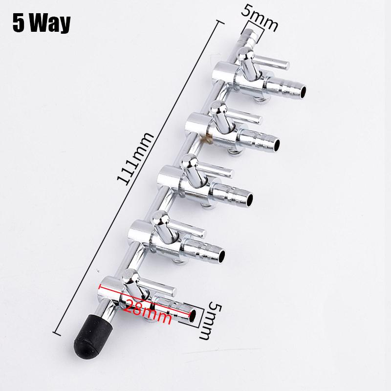 Aquarium Air Splitter Valve Stainless Steel Fish Tank Air Flow Control Switch Valve 1~5 Ways Distributor Oxygen Pump Accessories