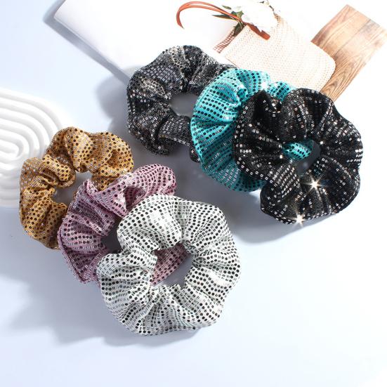 Corda per Capelli Paillettes Lucide Rete Vuota Elastico per Capelli Senza Danni Alta Elasticità Porta Coda di Cavallo Accessorio Quotidiano per Capelli