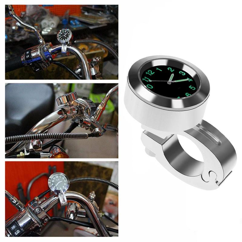 

2225mm Motorcycle Handlebar Clock Waterproof Dial Handlebar Mount General Application серебряный