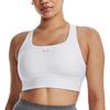 Under Armour Round Neck Solid Color Logo Print Sports Medium Support Bra Women Bras White 1377916-100
